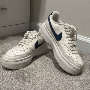 Nike Court Vision White and Navy Sneakers